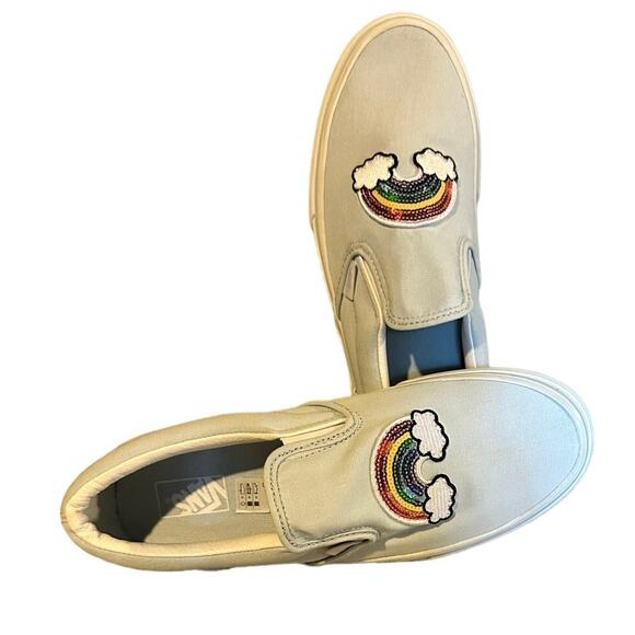 VANS SLIP-ON LIGHT BLUE SEQUINED RAINBOW ON FRONT WOMENS 8.5 JUNIORS 7 EU 39 - Picture 13 of 13